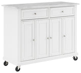 Crosley Furniture Avery Rolling Kitchen Island Storage Cart with Shelves, Microwave Stand, Coffee Bar, Distressed White Crosley Furniture