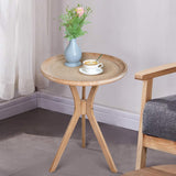 COVLON Farmhouse Side Table, Natural Wood Tray Top Sofa End Table, Soild Wood Rustic Accent Table, Nightstand for Family, Living Room or Dinning COVLON