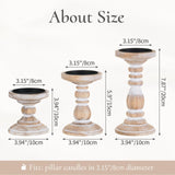 Inweder Wood Pillar Candle Holder: 3Pcs Rustic White Candle Holders for Pillar Candles Wood Candle Holders Distressed Wooden Farmhouse Candle Holder Large Rustic Candle Holder for Fireplace Table Inweder