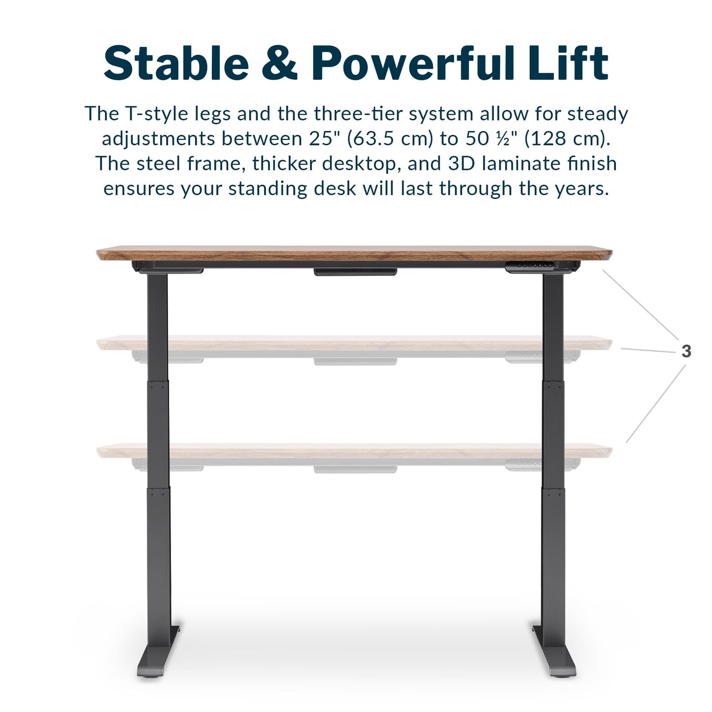 Vari Electric Standing Desk - 60x30 VariDesk, Adjustable Height Stand Up Computer Desk - Dual Motor with Memory Presets, Stable T-Style Legs- Home Office Essentials - Walnut