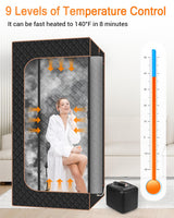 Portable Steam Sauna for Home: Full Body Sauna Box with 3L Steamer, Folding Chair, Home Sauna Tent Even Heating Spa for Women and Men Black & Brown, 35.4" x 35.4" x 70.86" GREENEVER