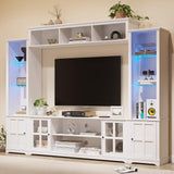 MEISSALIVVE Wall Unit TV Stand with Storage & LED Lights, Large Entertainment Center with Bookshelves for TVs up to 75", Media Console for Living Room, White MEISSALIVVE