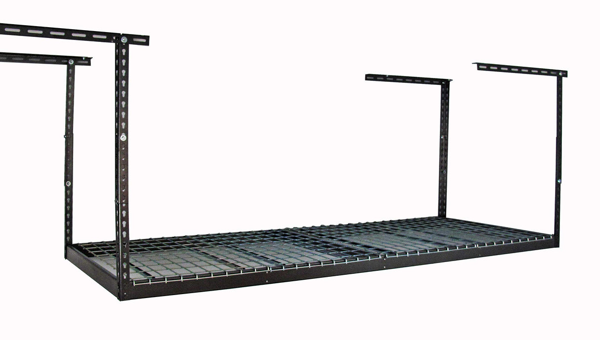 MonsterRax Overhead Garage Storage Rack, 3x8 Heavy Duty Steel, Ceiling Mounted Shelving, Adjustable Hanging Shelf Organizer, 450 Pound Capacity, Color: Hammertone, Adjusts 12-21" off Ceiling MonsterRAX Storage Solutions