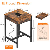 ODK 24 inch Bar Table with Power Outlets, Bar Height Pub Table, Counter Height Bar Table, High Top Kitchen & Dining Counter Tables with Sturdy Legs & Easy-to-Clean Top, Indoor use, Vintage ODK