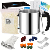 DINGPAI Candle Making Supplies, Complete Soy Candle Making Set Including Candle Make Pouring Pot, Candle Wicks, Wicks Sticker, 3-Hole Candle Wicks Holder, Natural Soy Wax and Spoon DINGPAI