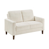 Lexicon Modern Loveseat, Corduroy Fabric Upholstered Loveseat Sofa, Small Couch with Brown Legs, Track Arms, Comfy Couch for Living Room/Bedroom/Apartment, 2-Seater, Beige Lexicon