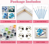 4 Pack Flowers Paint by Number for Adults Kids Framed, Easy Acrylic Adults Paint by Numbers Kits on Canvas with Paints and Brushes, Small Flowers Arts and Crafts Kits for Home Wall Decor (8 x 8 Inch) Fotasmua