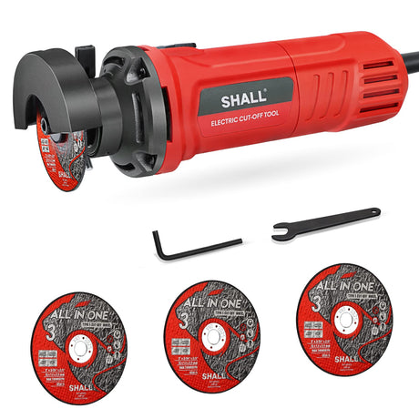 SHALL 3 Inch High-Speed Cut Off Tool, 3.5 Amp Metal Cutter Tool with 3Pcs Multifunctional Cutoff Wheels, 24000RPM Electricl Metal Cutting Tools for Steel, Inox, PVC, Aluminum SHALL