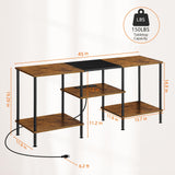 OYEAL Small TV Stand for Living Room up to 50 inch Farmhouse TV Media Entertainment Center with Power Outlets & Storage Shelf 45'' TV Cabinet Console Table for Bedroom, Rustic Brown OYEAL