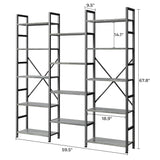 SUPERJARE Triple 5 Tier Bookshelf, Bookcase with 14 Open Display Shelves, Wide Book Shelf Book Case for Home & Office, Grey SUPERJARE