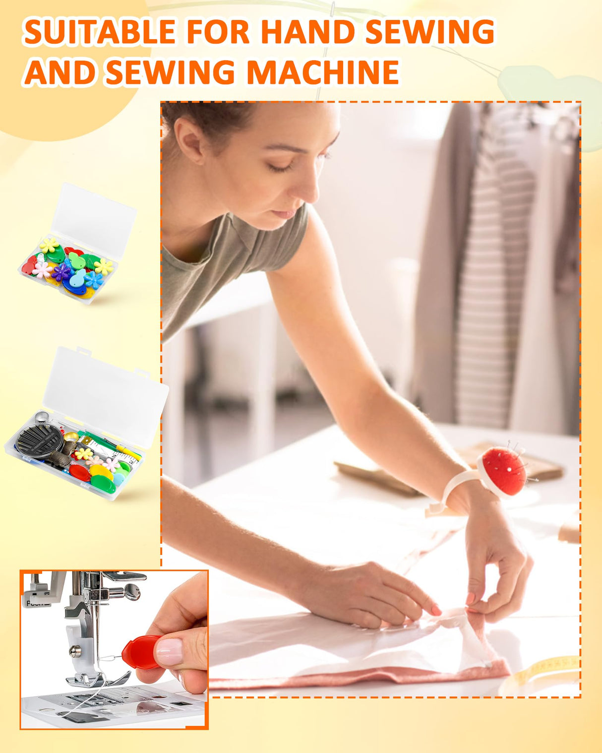 FIVEIZERO Needle Threaders Kit, 24 PCS Needle Threader for Hand Sewing, Needles Threader for Swing & Embroidery Floss with Embroidery Needles, Seam Ripper, Thread Snips, Thimble and Measuring Tape FIVEIZERO