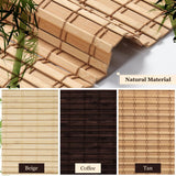 LUCKUP Cordless Bamboo Roman Blinds Shades for Indoor Windows-Blackout Room Darkening Roman Blinds with 6" Valance Cover Enhanced Privacy, 32" W x 64" H LUCKUP