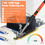 Soldering Iron Kit, 120W LED Digital Advanced Solder Iron Soldering Gun kit, 110V Welding Tools, Smart Temperature Control [356℉-932℉], Extra 5pcs Tips, Auto Sleep, Temp Calibration, Orange Q-MING