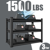 Rufokisa 40" W 3-Tier Garage Shelving Heavy Duty, 1500LBS Loads Garage Storage Shelves, Metal Shelving Units and Storage Racks, Industrial Utility Shelf Heavy Duty,40" Wx16 Dx36 H, Black Rufokisa
