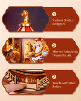 Rolife Wooden 3D Puzzles for Adults, DIY Carousel Music Box with Chaser Lights 11.6" Model Building Kit, Construction Project Craft Kits for Adults Hobby Home Decor Chiristmas Gifts for Boys Girls Rolife