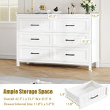 Jocoevol 6 Drawer Dresser for Bedroom, Farmhouse Dresser with Deep Drawers, Large White Dresser Wooden Double Dresser Chest of Drawers for Living Room, Hallway, Entryway (White, 6 Drawer) Jocoevol
