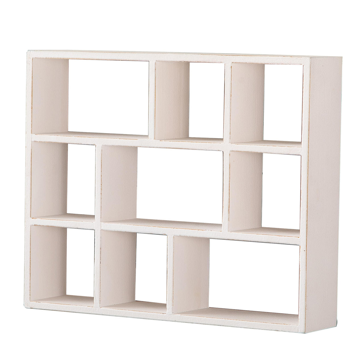 SOFE Small White Shadow Box with Shelves, Wall Shelving Unit 9-Compartments, Freestanding or Wall Mounted Curio Cabinet, Knick Knack Display Shelf, Wood Floating Cube Shelves for Wall, Collectibles SOFE
