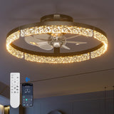 addlon Ceiling Fans with Lights and Remote, 20'' Low Profile Ceiling Fans, 3000-6000K Dimmable Modern Flush Mount LED Fan Light, Fandelier Ceiling Fan for Bedroom, Kitchen, Living Room, Black addlon