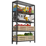 GIOTORENT 5-Wire Heavy-Duty Shelf, Standing Storage Shelves, Metal Shelving Unit Pantry Rack, 1500LB Load Capacity, for Garage Kitchen Organizer (Black) GIOTORENT