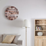 ACOZUHSE Silent Non-Ticking Wall Clocks, Brown Wood Barn Board Pine Plank Rustic Wall Clocks, Battery Operated 12 Inch Round Wall Clock for Home Decor Living Room Kitchen Office ACOZUHSE