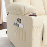 MCombo 61" Zero Gravity Power Loveseat Recliner with Heat and Vibration Massage, Reclining Loveseat Sofa with USB Ports, Cup Holders for Living Room, Faux Leather 6075 (Cream White) MCombo
