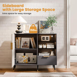 MODNEST 31" Fluted Sideboard Cabinet with Door and Drawer, Sideboard Buffet Cabinet with Storage, Coffee Bar with Adjustable Shelves for Kitchen, Living Room, Entryway, 31.5"x15.7"x31.5", Grey MODNEST