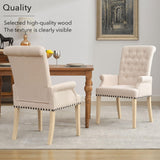 adochr Upholstered Fabric Accent Dining Chair, Elegant Tufted Club Dining Room Kitchen Room Arm Dining Chair, Beige adochr