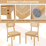 GOFLAME Rattan Dining Chairs Set of 4, Mid-Century Modern Kitchen Chairs with Cane Woven Backrest & Seat, Natural Bamboo Frame, Armless Accent Chairs for Living Room, Dining Room, Bedroom, Study GOFLAME