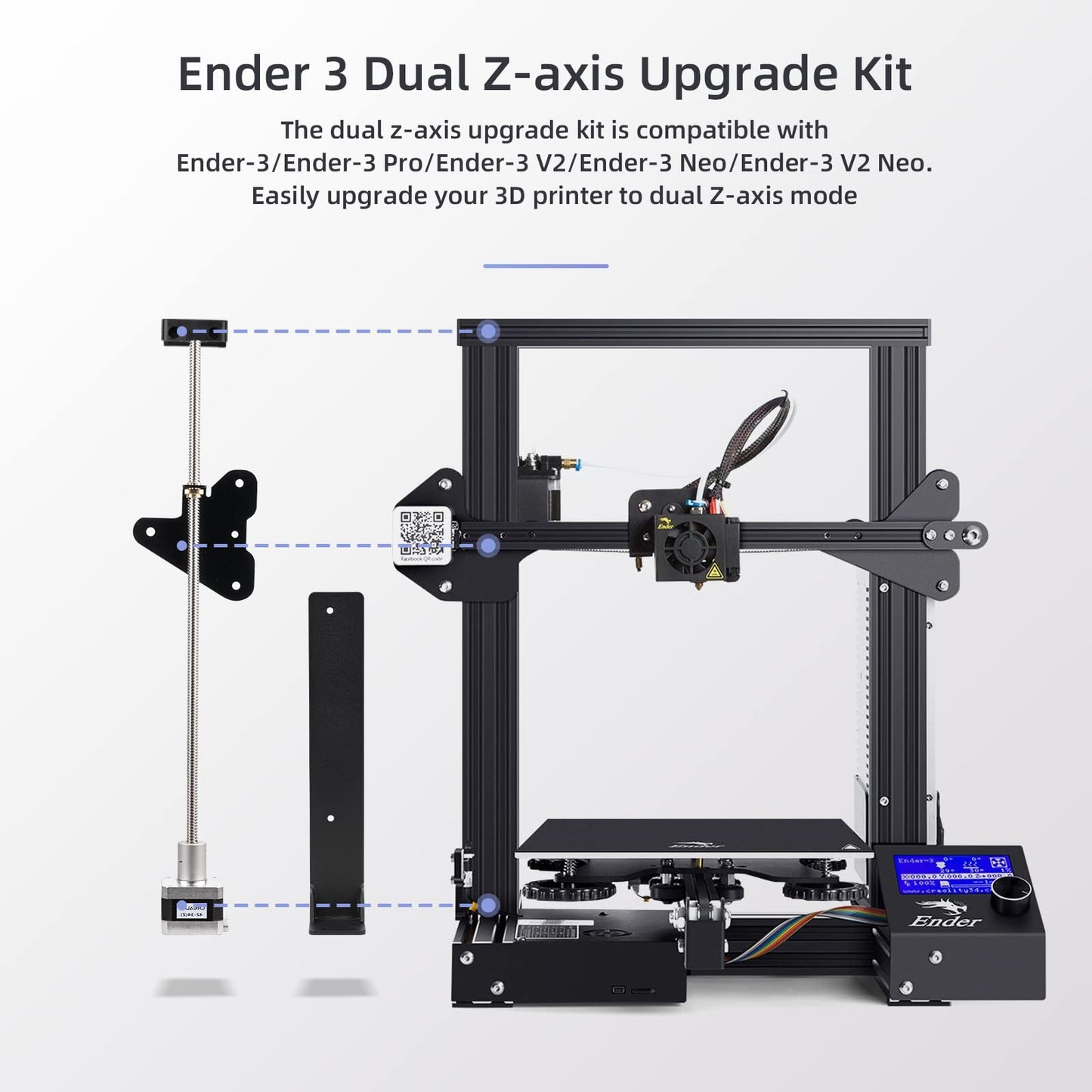 Creality 3D Printer Ender 3 Dual Z-axis Upgrade Kit with Lead Screw, Metal Power Supply Holder and Stepper Motor, 3D Printers Dual Screw Rod Upgrades Kit for Ender 3, Ender 3 Pro, Ender 3 V2 - WoodArtSupply