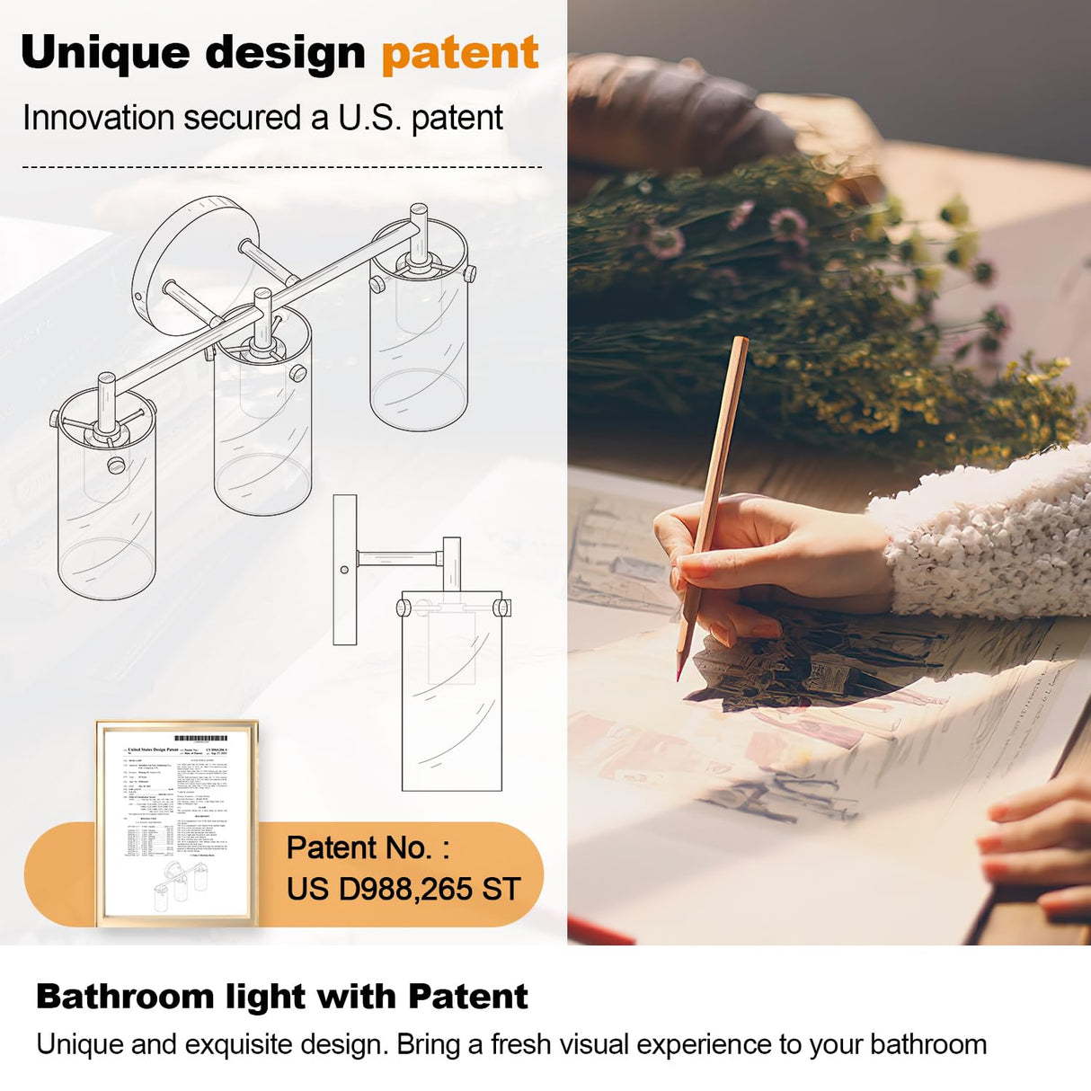 Bathroom Light Fixtures 2023 Upgrade, 3-Light Matte Black Bathroom Vanity Light, Black Bathroom Lights Over Mirror with Clear Glass Shade, Bathroom Wall Sconces for Mirror Bedroom Living Room Hallway Indoi