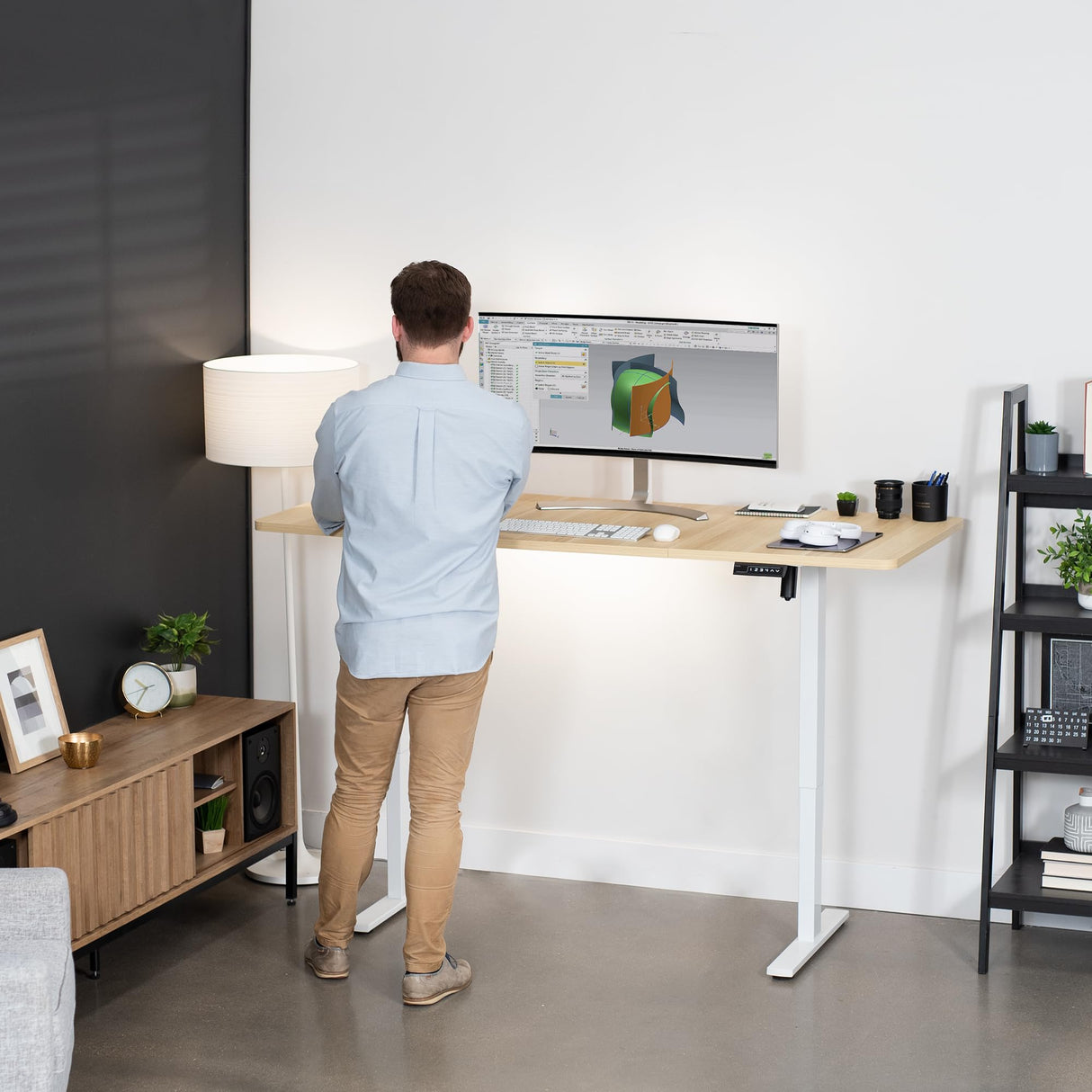 VIVO Electric Stand Up Desk Frame Workstation, Frame Only, Single Motor Ergonomic Standing Height Adjustable Base with Memory Controller, White, DESK-V100EWY VIVO