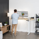 VIVO Electric Stand Up Desk Frame Workstation, Frame Only, Single Motor Ergonomic Standing Height Adjustable Base with Memory Controller, White, DESK-V100EWY VIVO