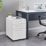 MIIIKO Mobile Filing Cabinet 3 Drawer, White Small File Cabinet with Lock Under Desk, Filing Cabinet for Home Office with Wheels, A4/Letter/Legal Hanging File Folders MIIIKO
