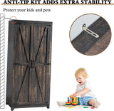 LUXOAK 70" Large Armoire Wardrobe Closet Set of 2 with Hanging Rod, Farmhouse Clothing Storage Cabinet with 4 Barn Doors, Wooden Tall Bedroom Armoires with Shelf, Dark Oak Wood LUXOAK