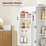 TEENFON 43'H Pantry Cabinet with 4 Doors, Kitchen Cabinet with 6 Door Shelves, Kitchen Pantry for Living Room, Dining Room, Bathroom, White TEENFON