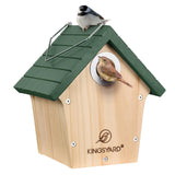 Kingsyard Wooden Bird House with Predator Guard, Wren Bird Nesting for Outdoor, Garden Patio Nest Box for Wild Bird Watching, Green Kingsyard