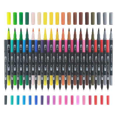 Markers for Adult Coloring Books No Bleeding, Set of 36 Colors, Coloring Pens for Adults, Dual Brush Marker Pens with Fine & Brush Tips, Art Supplies for Drawing, Calligraphy, Sketching and Doodling.
