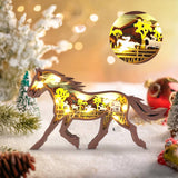 Drawelry 3D Wood Carving Animals Lamp - Creative Bear Elk Wooden Sculpture Ornaments Home Living Room Office Decorative Warm LED Night Light Christmas Birthday Gifts for Friend Son Dad (Horse) Drawelry
