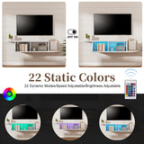 Algglobuy 59'' Modern TV Stand with Power Outlet, LED Entertainment Center with Open Storage Shelves for TVs up to 65 Inch, TV Media Console Table for Living Room, Bedroom (White) Algglobuy