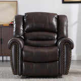 CANMOV Leather Recliner Chair, Classic and Traditional Manual Recliner Chair with Comfortable Arms and Back Single Sofa for Living Room, Dark Brown CANMOV