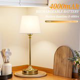 Cordless Table Lamp Rechargeable Gold - 1 Pack Brass 4000mAH Battery Operated Lamp for Decor, 3000K Stepless Dimming Touch Control Wireless Lamp for Bedroom, Dining Table, Counter, Living Room Kakanuo