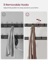 VASAGLE Coat Rack, Hall Tree with Shoe Bench for Entryway, Entryway Bench with Coat Rack, 4-in-1, with 9 Removable Hooks, a Hanging Rod, 13.3 x 28.3 x 72.1 Inches, Charcoal Gray and Black UHSR040B04 VASAGLE