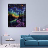 YQFCZDQ Aurora Landscape Diamond Art Kits for Adults,DIY Forest Starry Sky 5D Diamond Painting Kits Round Diamond Dots for Beginners,Full Drill Paint with Diamonds Pictures Gem Art Home Decor 12x16 In YQFCZDQ