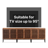 BVIUNTWO Farmhouse TV Stand for TVs up to 95 inch, 3 in 1 Entertainment Center TV Console with Storage Cabinets and Metal Base,Media Console for Living Room, Brown BVIUNTWO