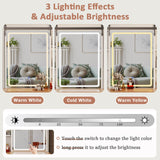 Makeup Vanity Desk with Lights, Large Vanity Desk with Sliding Mirror and Lights in 3 Mode, Farmhouse Vanity with Power Outlet, Vanity Desk with 5 Drawers,2 Cabinets,12 hooks, White Vanity for Bedroom ISHARINGTIME