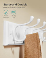 SONGMICS Wall-Mounted Coat Rack, Hook Rack, 5 Dual Metal Hooks, for Coats, Bags, Keys, in The Entryway, Bedroom, Living Room, White ULHR235W01 SONGMICS