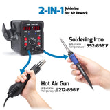 WEP 8786D-I SE Hot Air Soldering Iron Station Kit 2-IN-1 for Rework, Desoldering with Lead-Free Solder Wire, 5 Soldering Tips, 3 Hot Air Nozzles,Tweezers, Desoldering Pump WEP