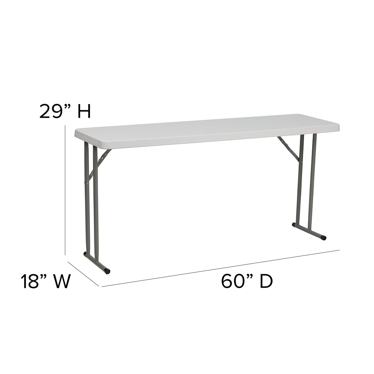 Flash Furniture Kathryn 5' Plastic Folding Training and Event Table, Rectangular Folding Training Table with 330-lb. Static Weight Capacity, White Flash Furniture