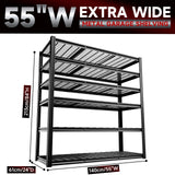 CYNNDA 6-Tier 55" W x 24" D x 84" H Industrial Shelving Heavy Duty Garage Storage Metal Shelves Adjustable 3500LBS Warehouse Garage Basement Commercial Shelf CYNNDA