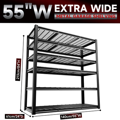 CYNNDA 6-Tier 55" W x 24" D x 84" H Industrial Shelving Heavy Duty Garage Storage Metal Shelves Adjustable 3500LBS Warehouse Garage Basement Commercial Shelf